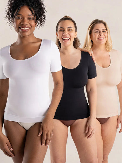 Camiseta Moldeadora Glow Essentials™ de Manga Corta – Suavidad Invisible